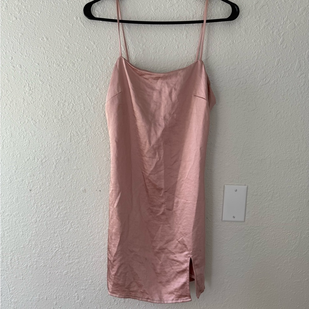 Satin pink slip dress